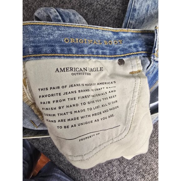 American Eagle Mens Original Bootcut Jeans 30x32 Light Acid Wash 100% Cotton - Picture 3 of 8